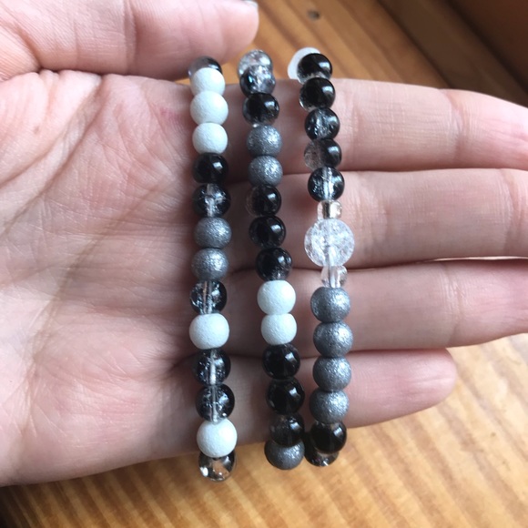 Hot Topic Jewelry - Black clear white and silver bracelet bundle